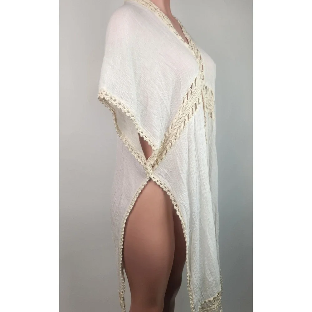 Altaird State‎ Crochet Trimmed Kimono Cream Bohemian Resort Festival Size S - Picture 4 of 8